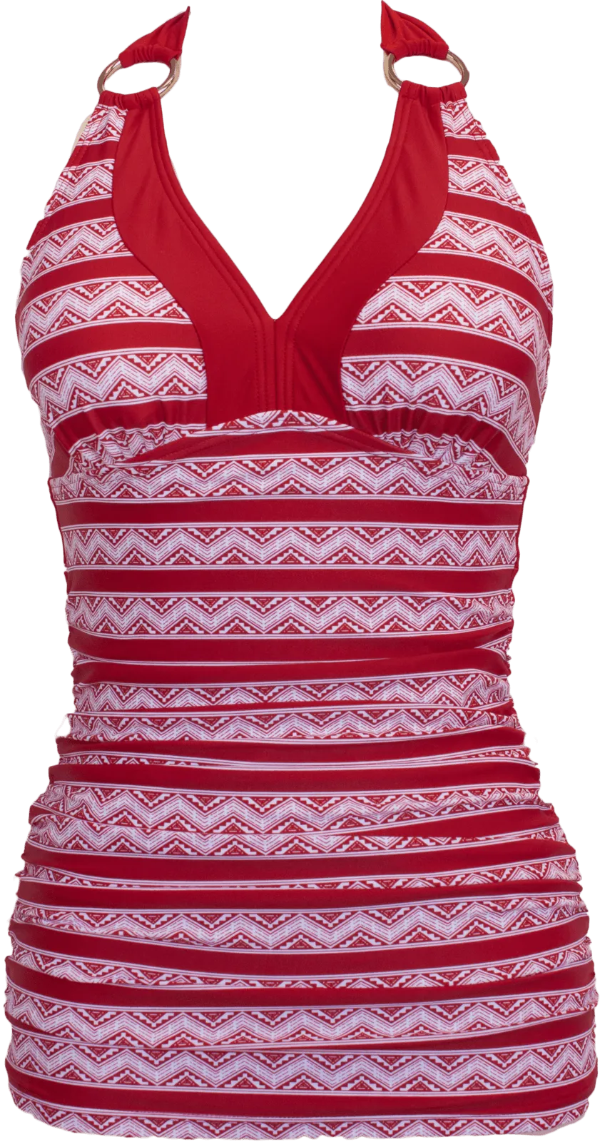 V-Ruched Halter Top - Red Chevron Aztec - FINAL SALE - FINAL FEW