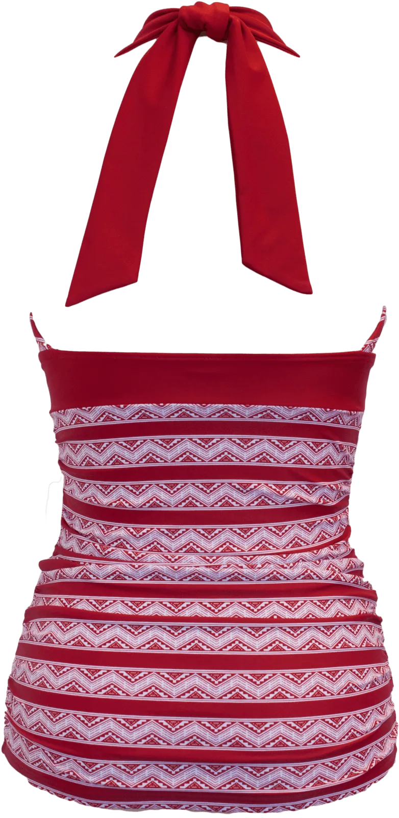V-Ruched Halter Top - Red Chevron Aztec - FINAL SALE - FINAL FEW